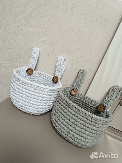 Вязаные корзиночки