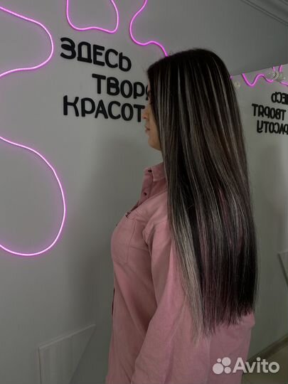 Наращивание цветных прядей