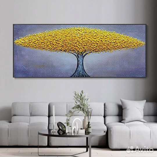 Интерьерная картина маслом дерево