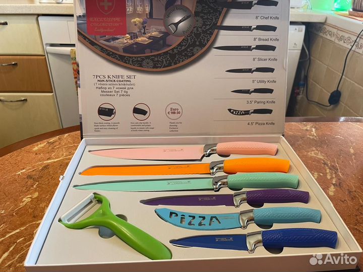 Набор кухонных ножей 6 шт. + овощечистка