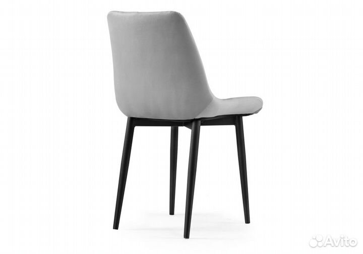 Стул на металлокаркасе Челси велюр светло-серый - черный