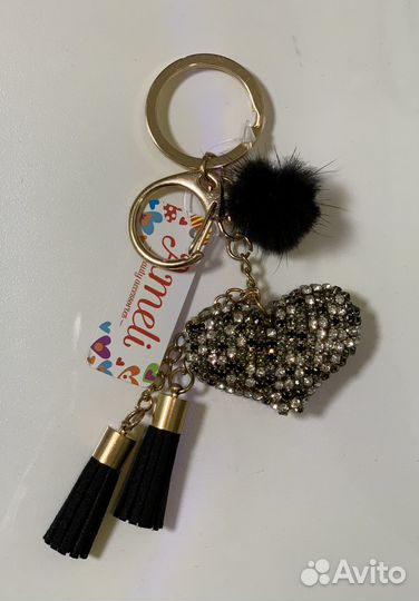 Брелок «Сердце» со стразами, новый