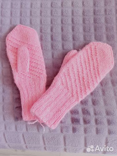 Варежки шерстяные ручной вязки