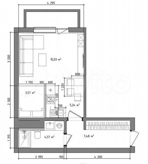 Квартира-студия, 40 м², 1/15 эт.