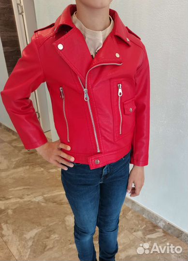 Кожаная куртка для девочки 128