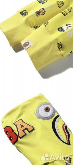 Зип-худи Bape x Minions Shark желтая