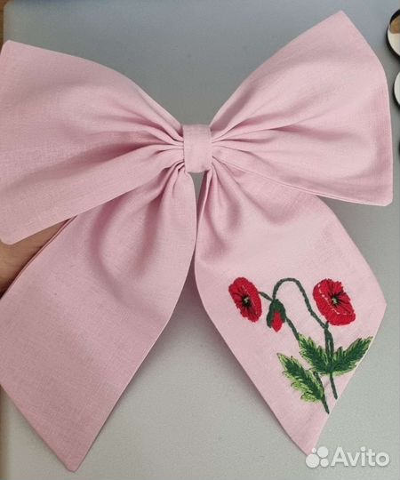 Заколка бант для волос лён