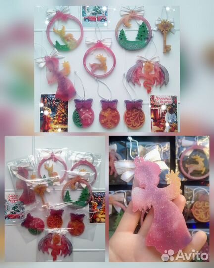 Елочные игрушки из эпоксидной смолы