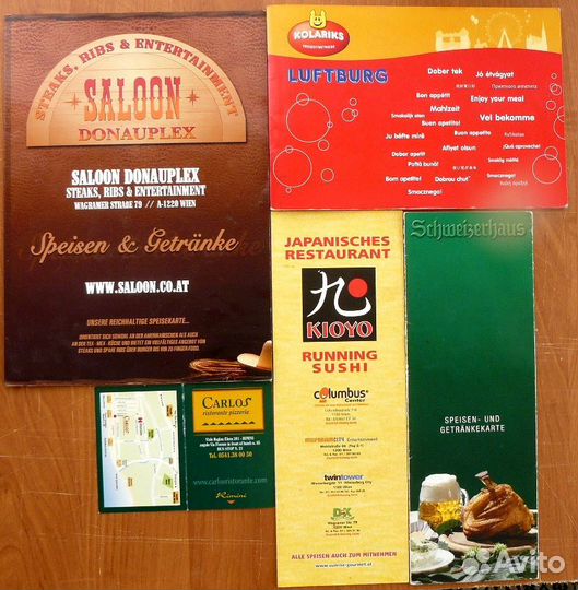 Меню различных европейских ресторанов Оригинал