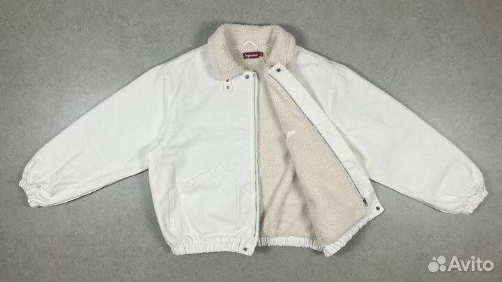 Джинсовая Куртка Supreme Шерпа Белая