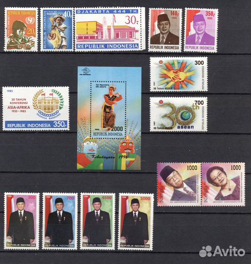 Чистые** марки Индонезии 1953-2000