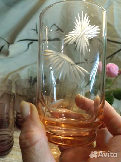 Бокалы стаканы цветное стекло СССР