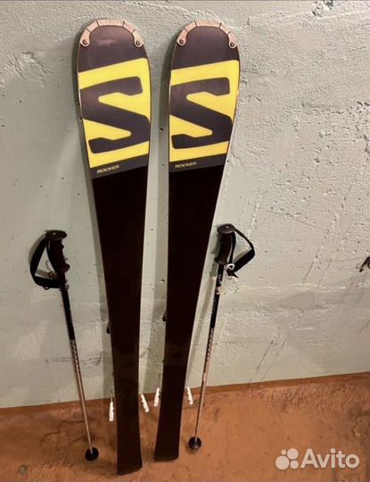 Горные лыжи Salomon + крепления Salomon + палки