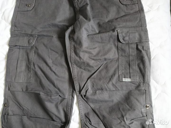 Брюки карго широкие темно серые, трубы W36/XL