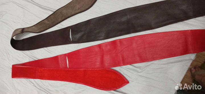 Ремни из натуральной кожи коричневый и красный