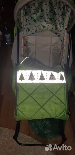 Детские санки коляска с большими колесами