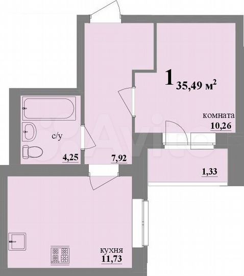 1-к. квартира, 35,5 м², 1/4 эт.