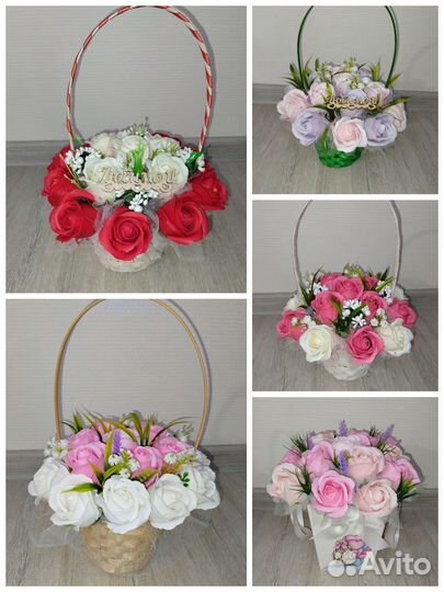 Мыльные цветы в корзинке