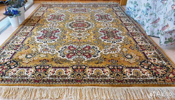 Ковёр 1,4х2м шерсть ГДР Германия этикетка