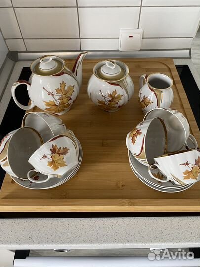Дулевский фарфоровый чайный сервиз на 6 персон