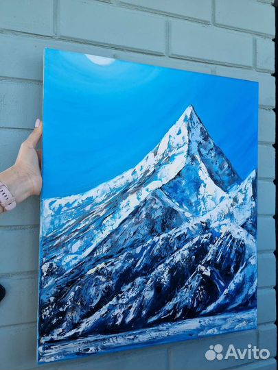 Картина маслом горный пейзаж горы 50х60 см