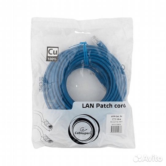 Патч-корд UTP кат.5, 10м, медный (синий)