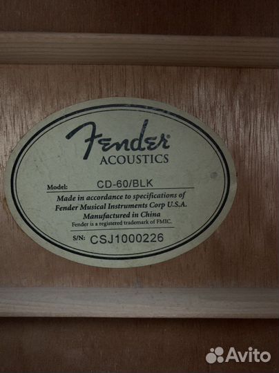 Fender CD-60S BLK Акустическая гитара