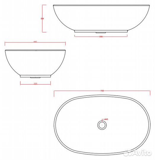 Раковина ArtCeram La Ciotola LCL002 накладная