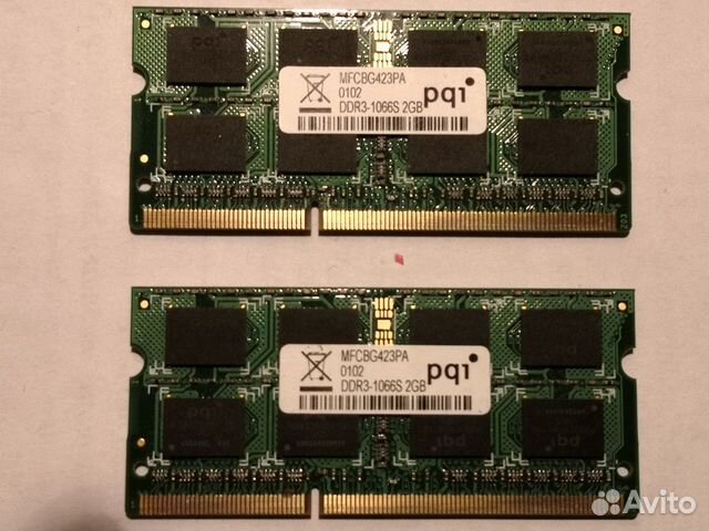 Оперативная память sodimm DDR3 2x2 gb