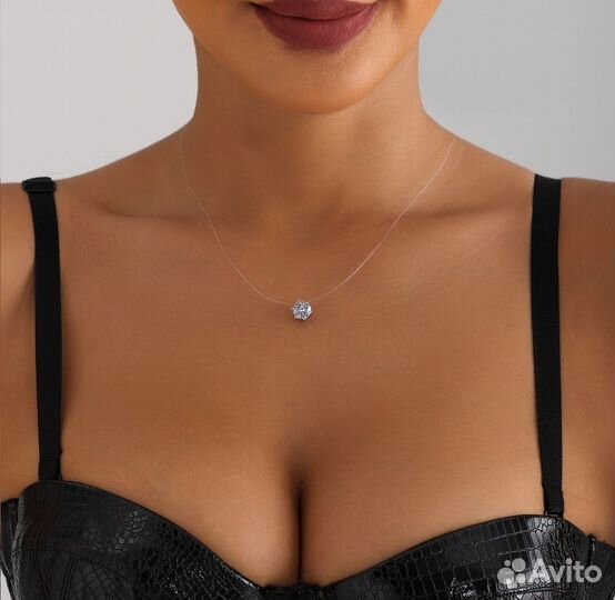 Кулон на леске новый сердце и страза