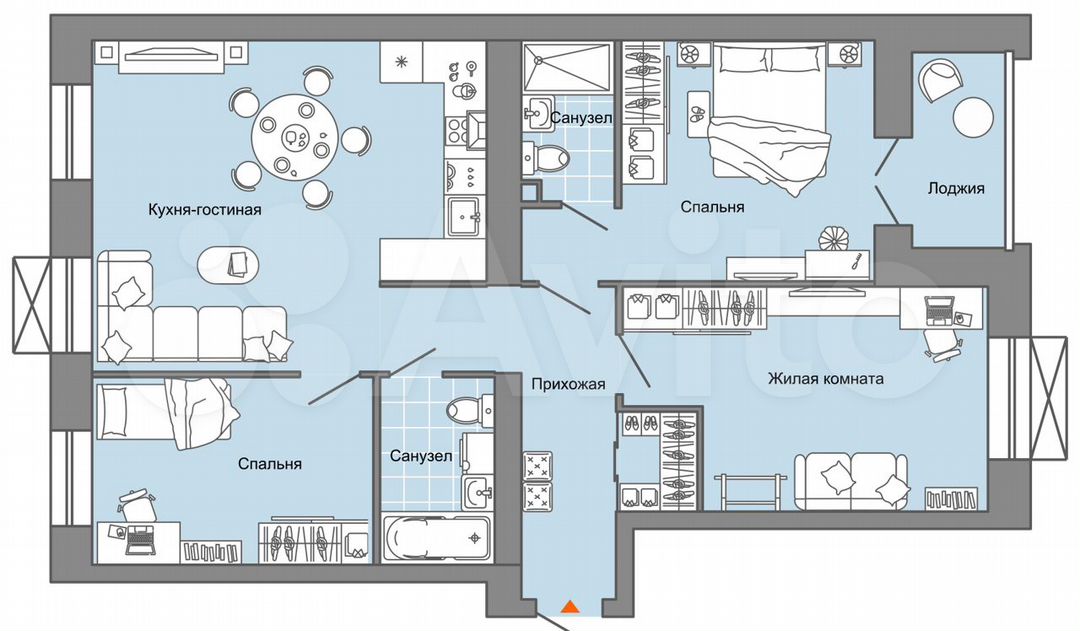 4-к. квартира, 90 м², 7/8 эт.