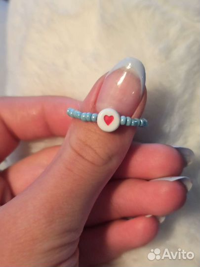Колечко из бисера с сердечком