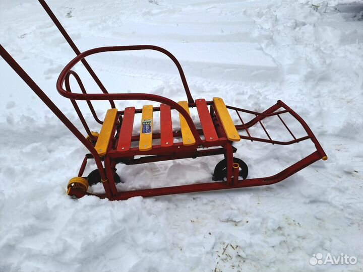 Детские санки коляска с колесами бу