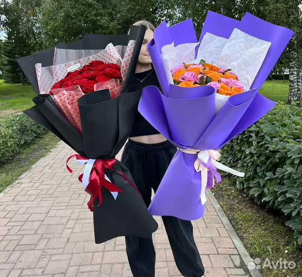Букет-Гигант из Свежих Роз. Доставка/Самовывоз