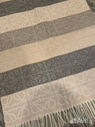 Кашемировый палантин шарф Loewe бежевый полосатый