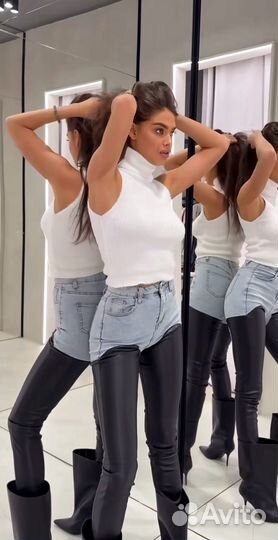 Топ пушистый Эйфория белый/чёрный