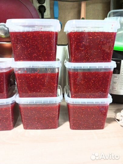 Малиновое варенье 1л, малина перетертая с сахаром