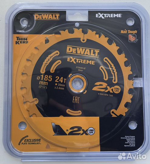 Диск пильный Dewalt Extreme 185x20мм 24 зуба