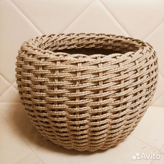 Кашпо горшок корзина для цветов ротанг плетеное