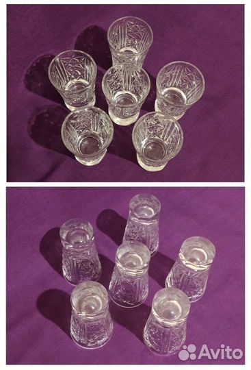 Два набора хрустальных стопок, СССР