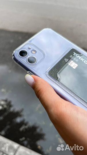 Чехол на iPhone c карманом для карты прозрачный