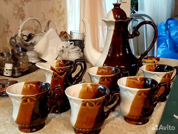 Чайный сервиз Ажур,керамика.9 предметов.ссср