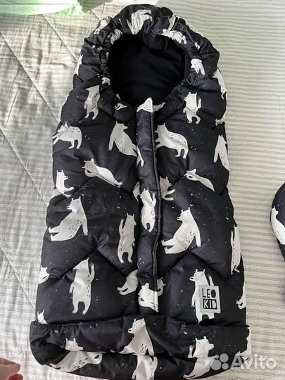 Зимний конверт в коляску leokid+муфты