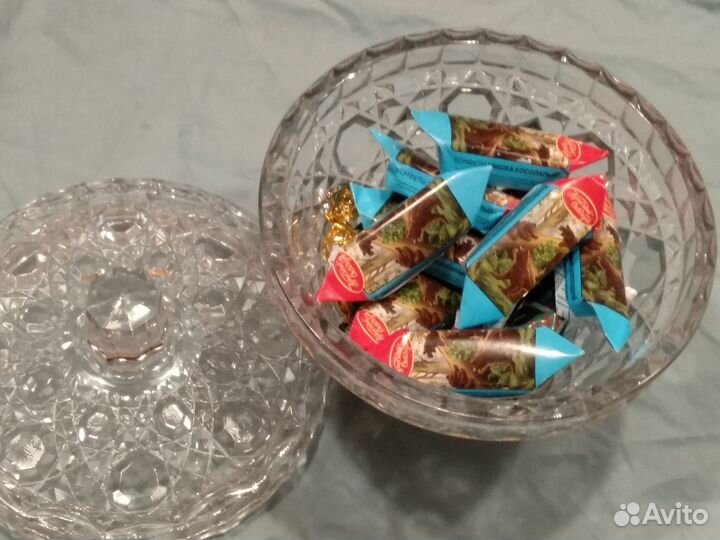 Вазочка с крышкой хрусталь СССР