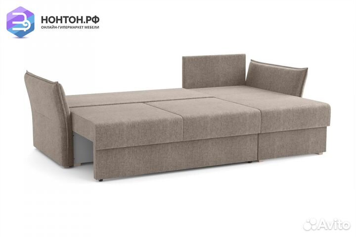 Диван угловой еврокнижка Бруклин серо-бежевый