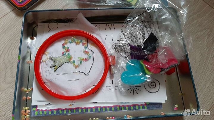 Набор с пяльцами для вышивания, нитки мулине