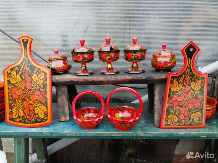 Хохлома посуда СССР винтаж, самовар, братина, скоб