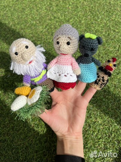 Вязаный пальчиковый театр по сказке «Курочка Ряба»