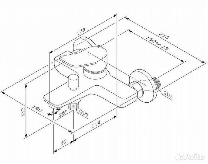 Смеситель для ванны Am.Pm X-Joy F85A10000
