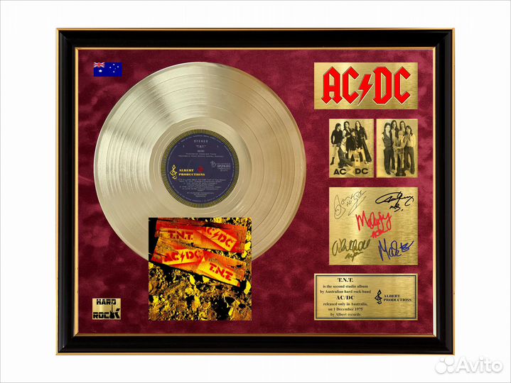 AC/DC золотой диск в рамке на стену